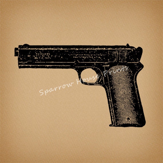 Vintage Art Pistol Wall Art Gun Print by SparrowHousePrints