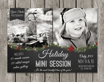 Christmas Mini Session Template - Holiday Marketing Board for Photographers - Winter Advertising Promo Card - MS16