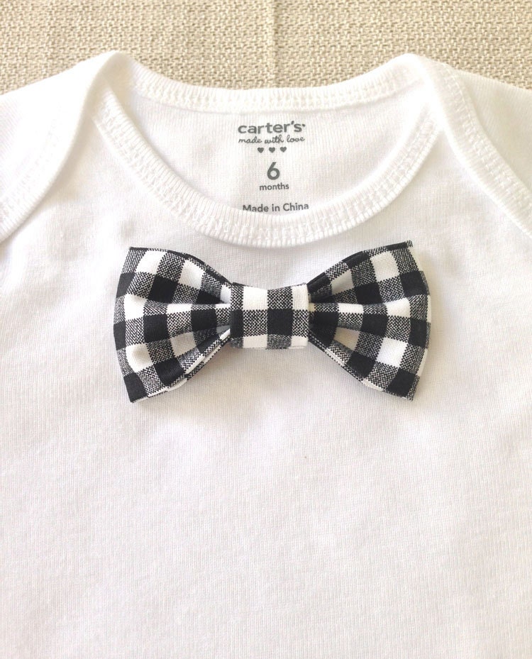 Black Gingham Baby Bow Tie BodySuit and SnapOn by LennonAndCo