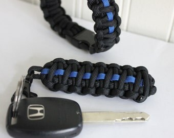 Paracord Thin Blue Line Law Enforcement key fob