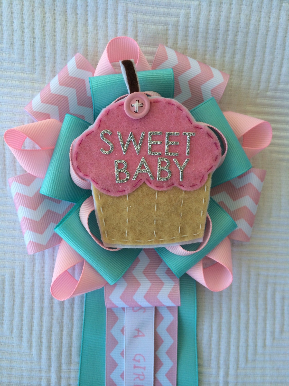 Cupcake Baby Shower Corsage / Mums Sweet Baby Corsage Its a