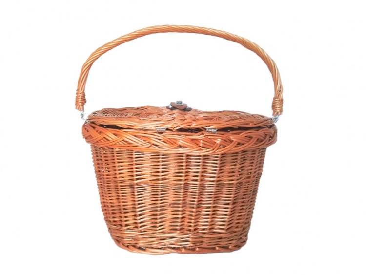 Wicker bike basket with lid by on Etsy