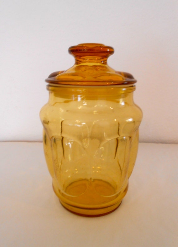 Vintage Amber Glass Cookie Jar