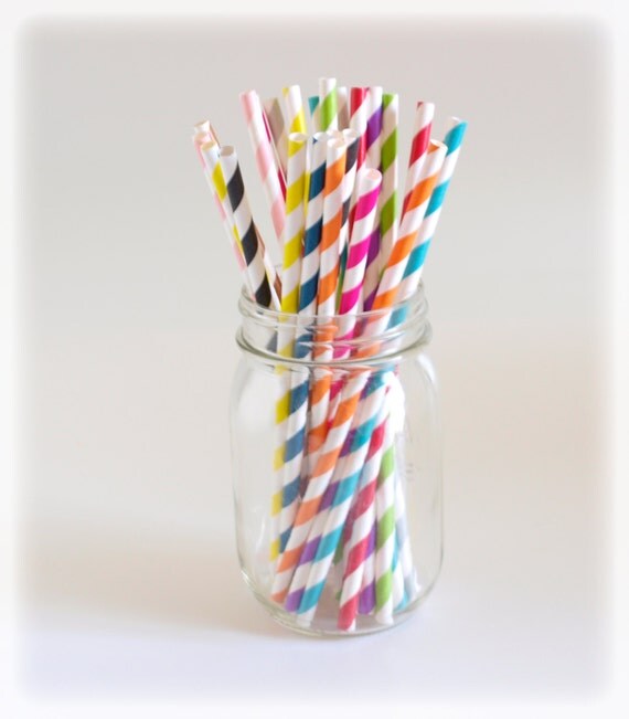 Striped Paper Straws Long Straws Bulk Drinking by FoodwithFashion