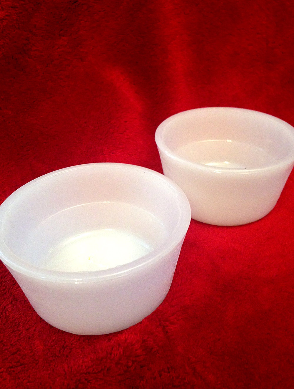 Vintage GlasBake milk glass ramekins set of 2 Haute Juice