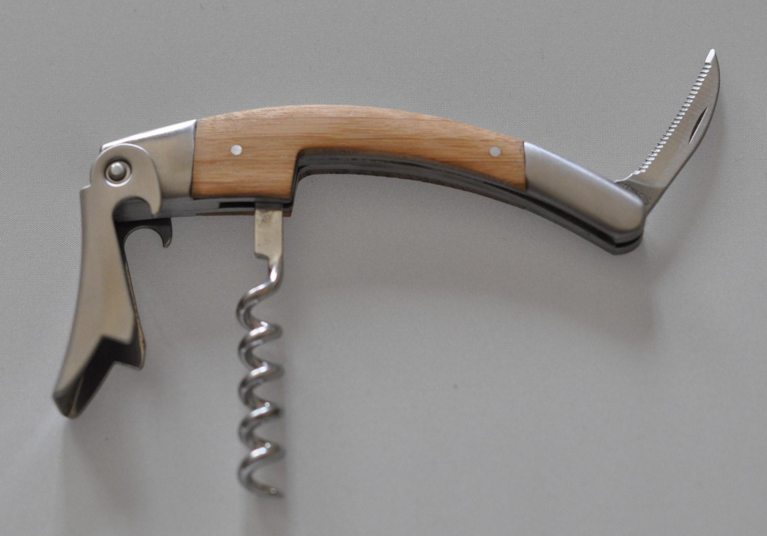 Curved Waiters Style Corkscrew Bamboo Wood Handle Never