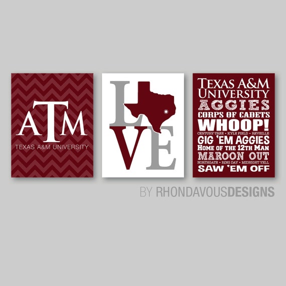 Texas A&M Wall Decor Tamu wall art Tamu wall prints