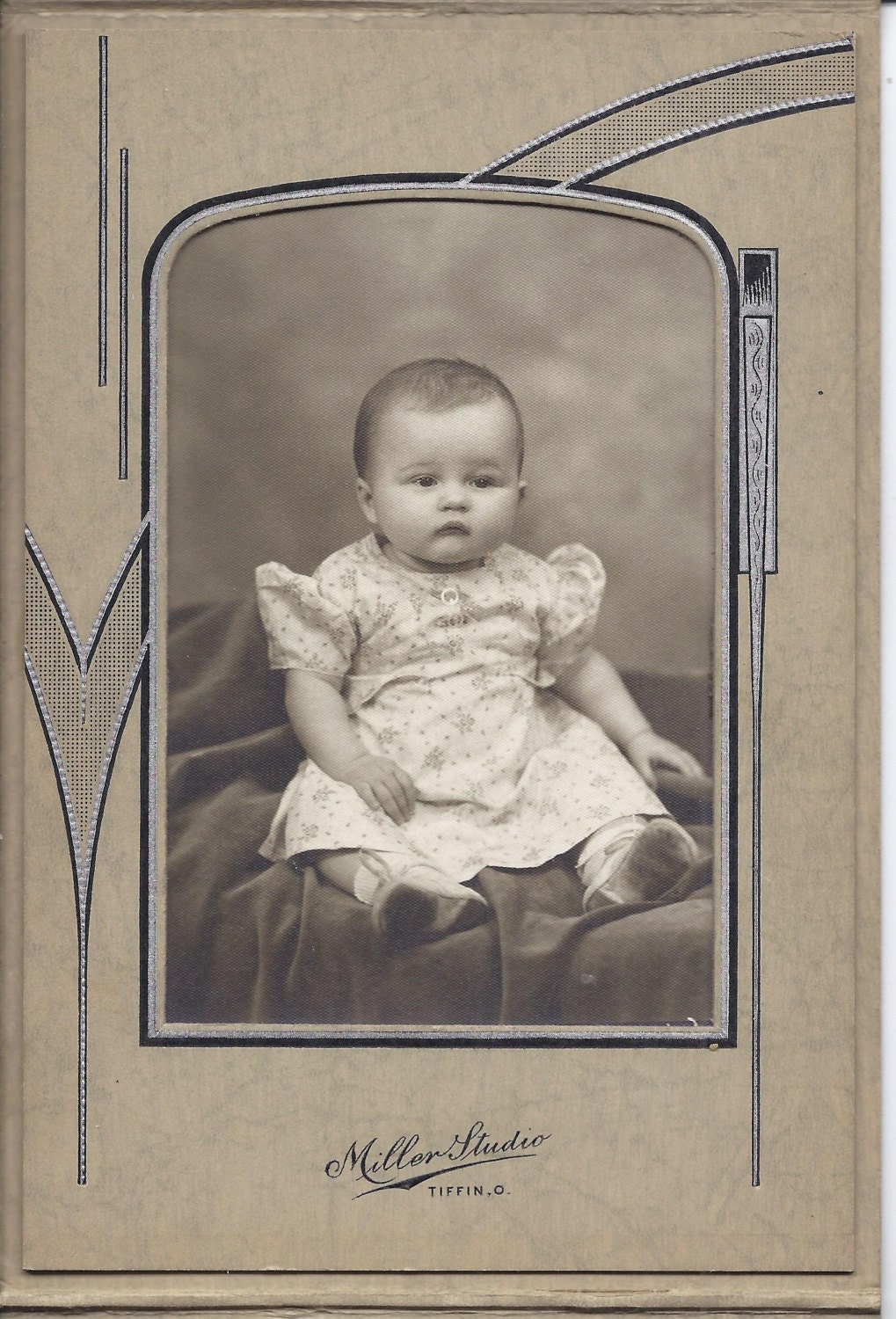 Vintage Photograph 1930s baby girl baby boy art deco frame