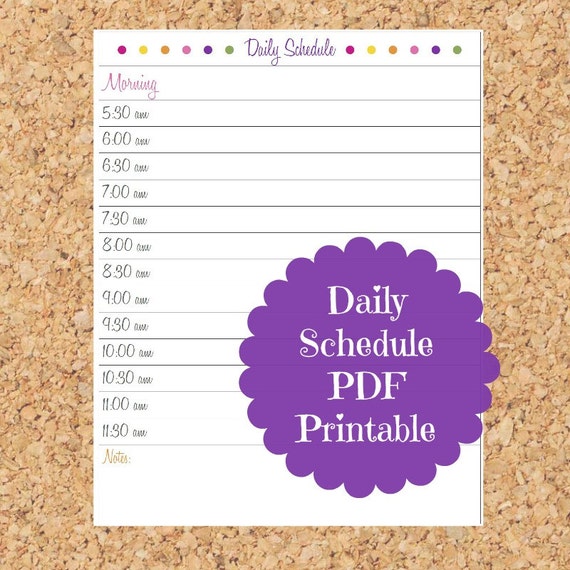 daily written schedule for kids