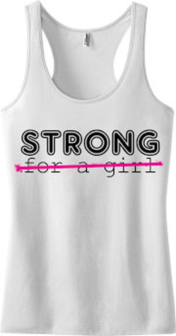 Strong For A Girl Racer Back Tank Top. Womens Workout by FitFiend