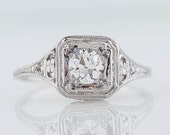 Antique Engagement Ring Art Deco .50ct Old by FiligreeJewelers
