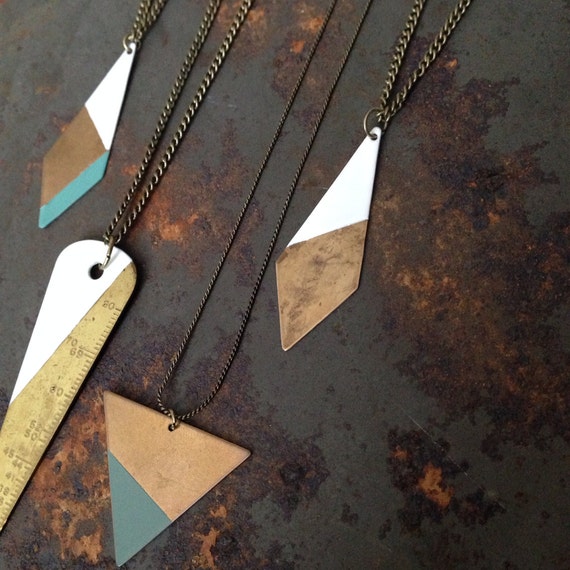 Items similar to Modern Geometric Pendant Necklace - White on Etsy