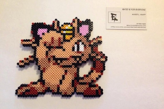 Meowth Pokemon Perler Bead Design by RatedEforEveryone on Etsy
