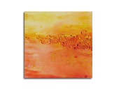 Abstract painting, canvas, summer, yellow, orange, 30 x 30 x 3,5 cm, original painting,mixed media,