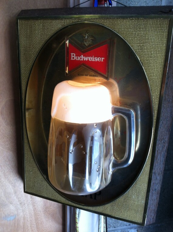 Vintage 1970s BUDWEISER BEER MUG light up sign by bigbootyjudys