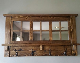 coat rack, Wall coat rack, mirrored coat rack, Rustic coat rack, Entry way coat rack, wooden coat rack, coat rack with window grades