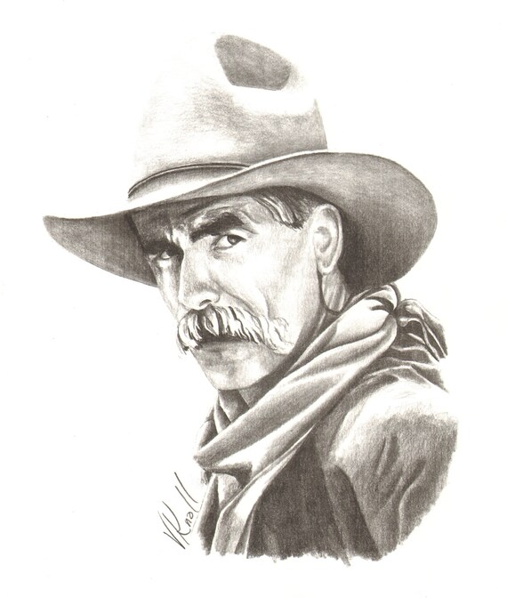 Sam Elliot Pencil Drawing 10 x 12 Print on high