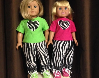 SALE Fits American Girl doll clothes Heart Tee, Zebra Pants, Darling outfit FREE Ship