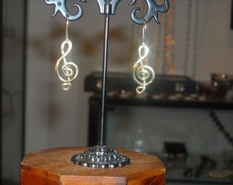Chiave Violino Orecchini Argento, Earrings Hand Made Orecchini Musicali Regalo Musicale Orecchini Chiave di Sol Gioielli Argento Artigianali