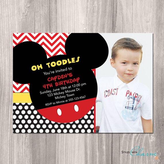 Items similar to Mickey Mouse Birthday Invitation Oh Toodles Invitation ...