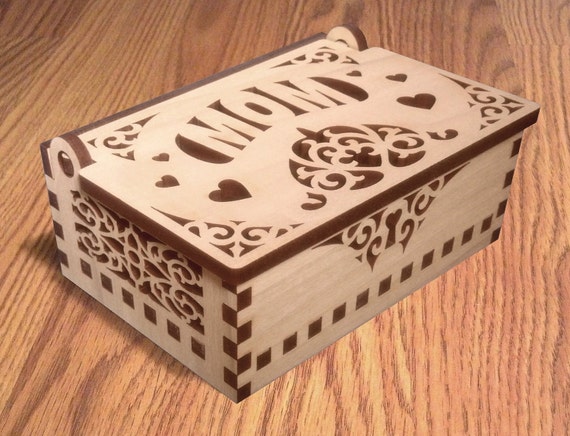 Handmade wood box keepsake box gift box laser engraved