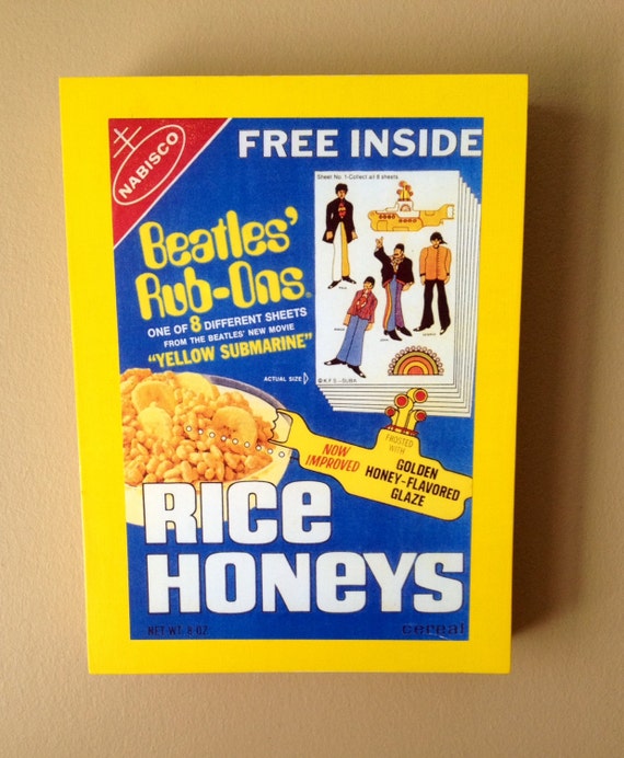 Retro Rice Honeys Cereal Box Art Wooden Panel Showcases A