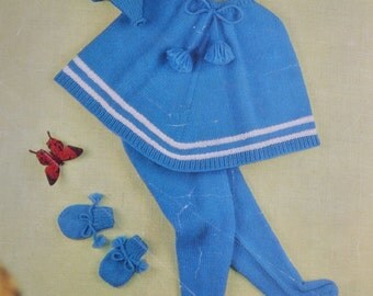 Vintage baby poncho knitting pattern pull ups cap mittens baby child pdf INSTANT download pattern only pdf
