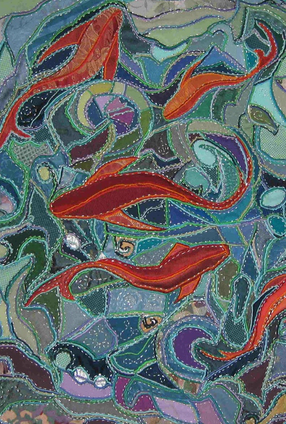 Contemporary Fiber Art Quilt Textile art Light