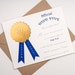 Gold Medal Student Award Certificate INSTANT DOWNLOAD