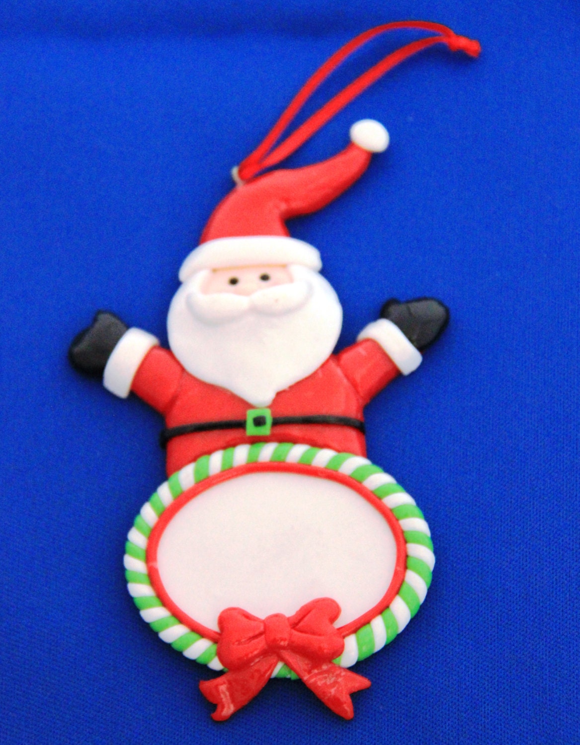 Personalized Christmas Santa Claus Ornament, Handmade in Polymer Clay