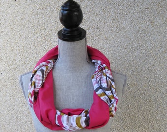 Fabric scarf, Infinity scarf, tube scarf, eternity scarf, loop scarf, long scarf in a print cotton fabric