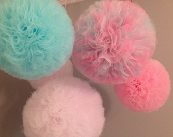 12" Large Tulle pom poms set of 10 Party Decoration