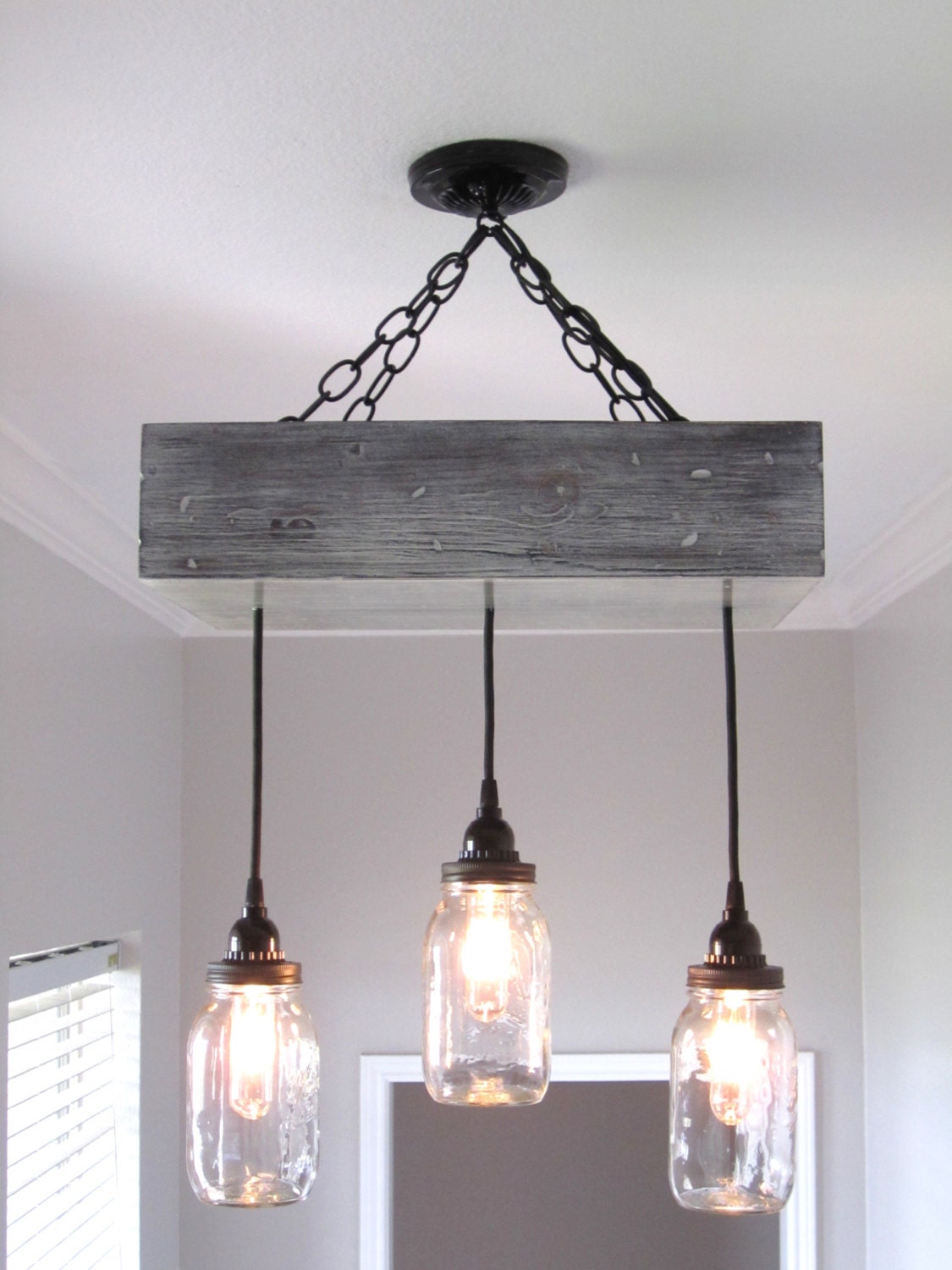 Rustic Mason Jar Box Chandelier / Ceiling by OutoftheWdworkDesign