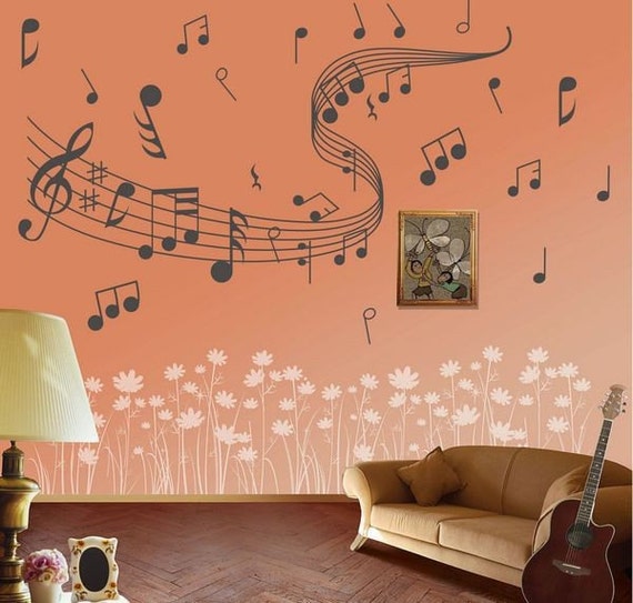 Vinyl Wall music staff wall decal by Decor18 on Etsy
