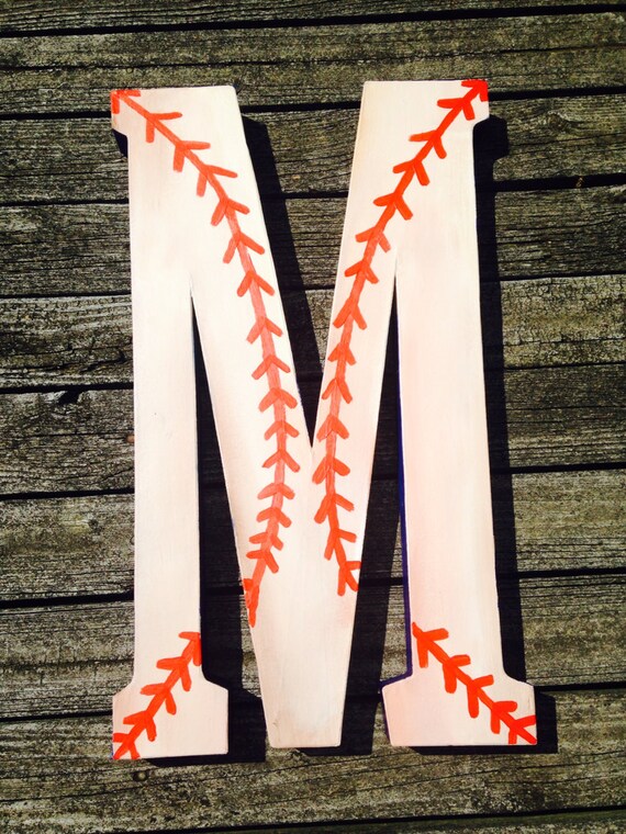 23.5 inch Paper Mache Baseball Theme Letter/ Sweets by 6amwithAeri