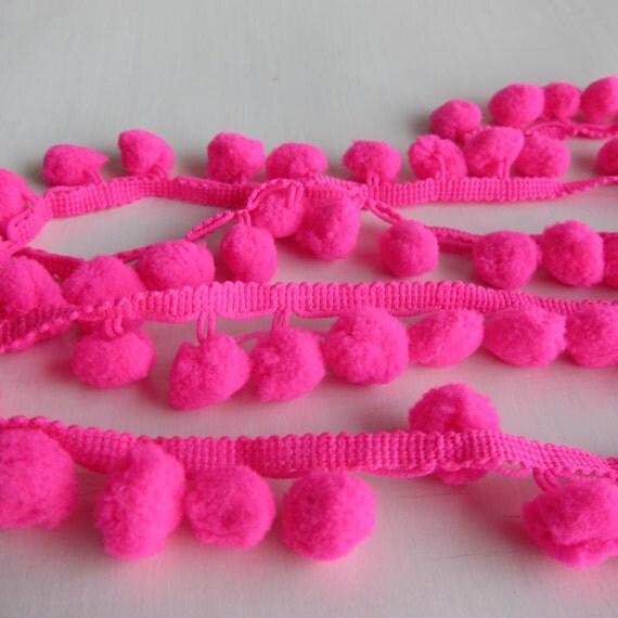 6 yard Hot pink pom pom trim for by AmadeusCoutureSupply on Etsy