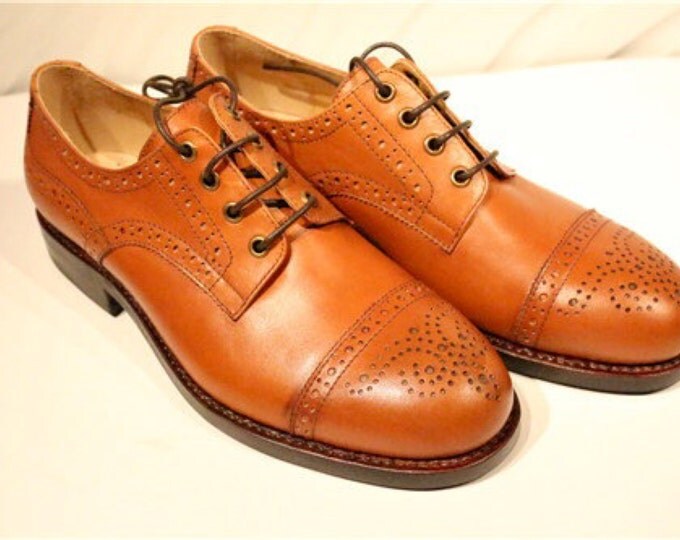 Handmade Goodyear Welted Brogue Carving Men's Shoes,Bluches