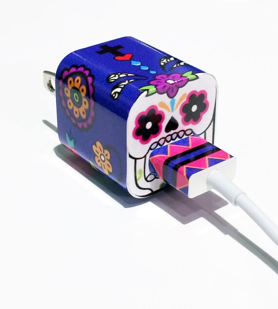 TechTattz Sugar Skull USB Charger Decal Skin Wrap Sticker