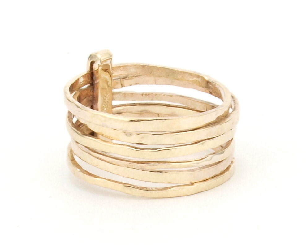 Stacking Ring Hammered Skinny Rings Set of 5 Ring Made Of