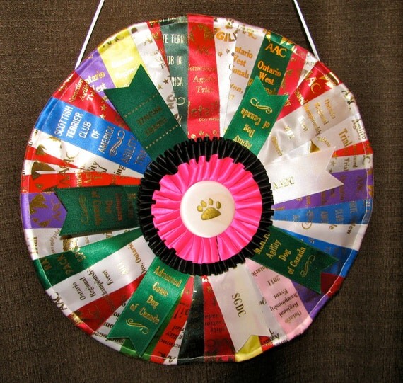 items-similar-to-custom-ribbon-quilt-rosette-medallion-made-with-akc-dog-show-ribbons-on-etsy