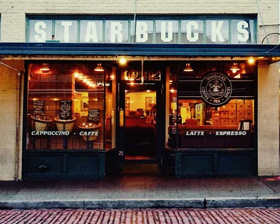 Starbucks original building Pike Place Market Seattle  