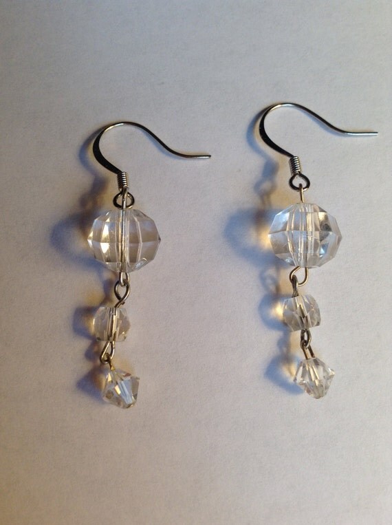 Items similar to Clear Crystal Dangle Earrings on Etsy
