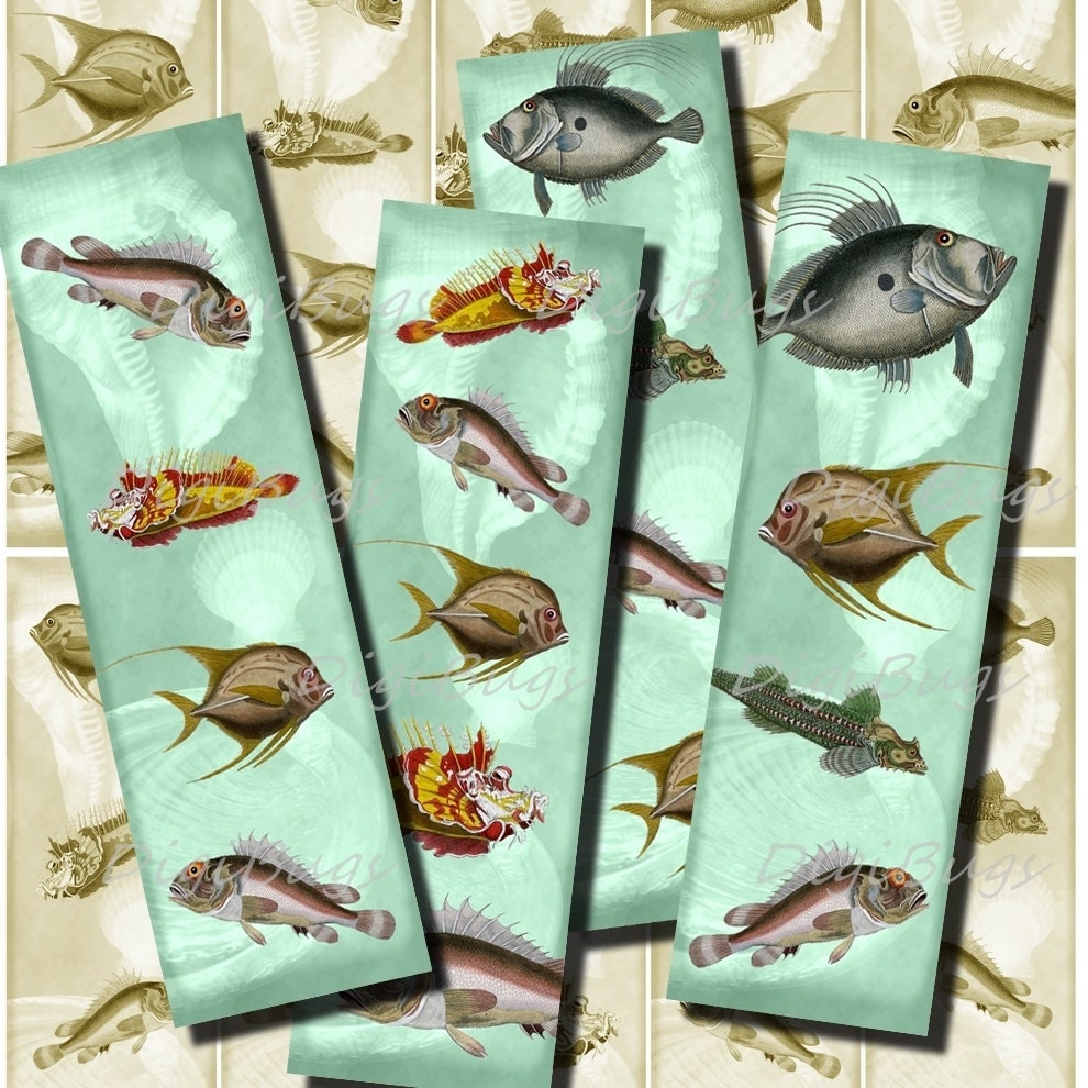 printable bookmarks fish sea life 04 instant download