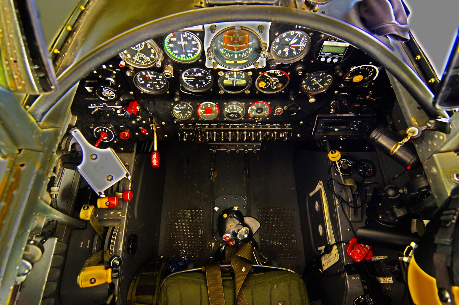 Cockpit World War II Warbird fighter plane photos gauges