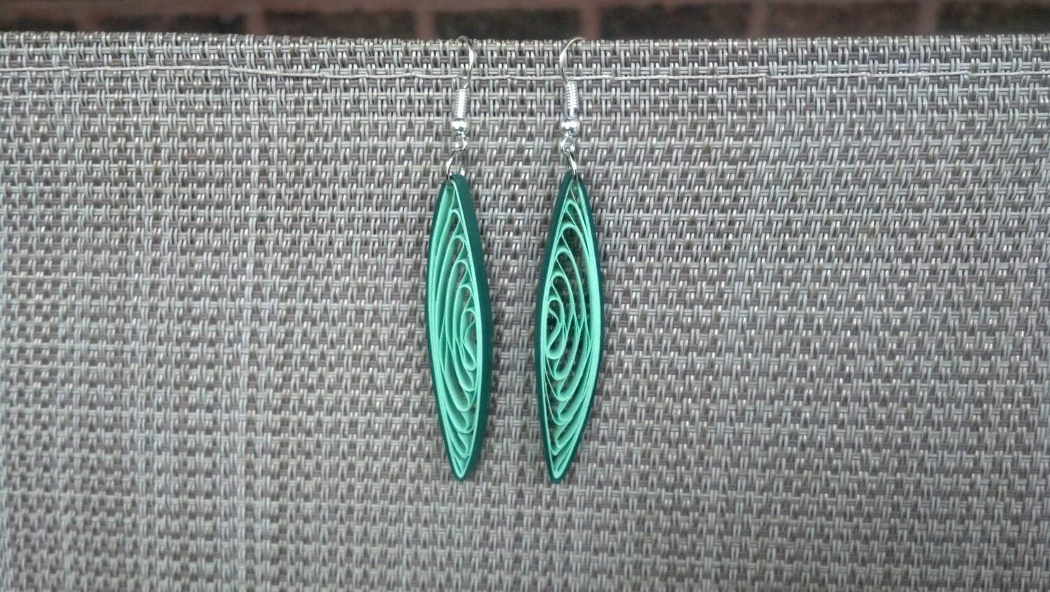 Long Green Paper Quilled Earrings paper by SweetheartsandCrafts