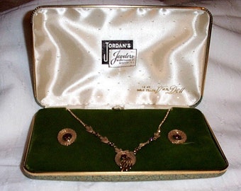 Vintage Van Dell wedding/engagement Necklace and Earring Set 12KGF