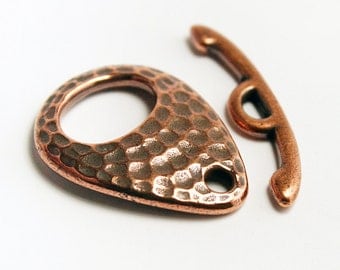 Hammered Teardrop Toggle Clasp, Antiqued Copper Plated by Tierracast, Made in USA, #TC107