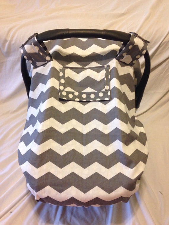 Gray Chevron Fitted Carseat Cover
