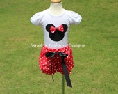Red Minnie Mouse Short and T-Shirt Set - Girls Minnie Mouse Outfit- Minnie Mouse Birthday Outfit