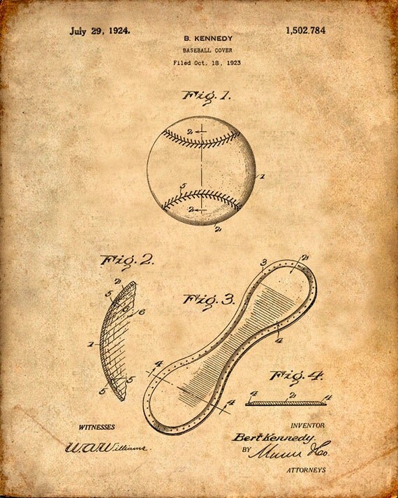 Patent Print of a Baseball Patent Art Print Patent Poster